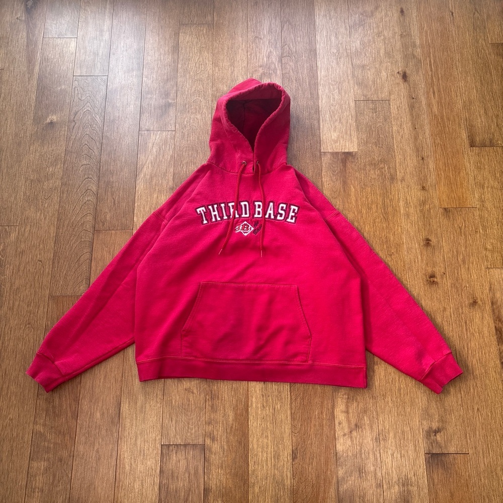 Vintage 90s Hanes Third Base embroidered baseball hoodie